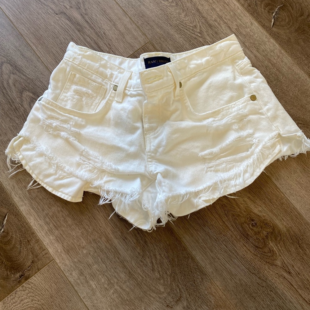 Ramy Brook white jean shorts